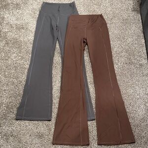 Gray and Brown Fabletic Flare Leggings